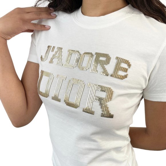 Dior White and Gold Short Sleeve Tee - Picture 1 of 11